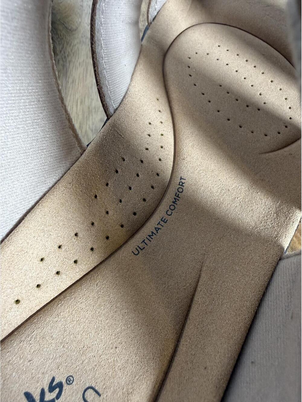 Clarks Laurieann Nora Sand Leather Slide Sandals US 12W Wide Comfort Slip-On NWB - Picture 6 of 13